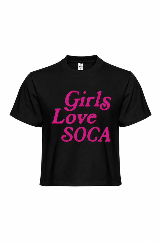 Girls Love Soca Boxy Crop (Black)